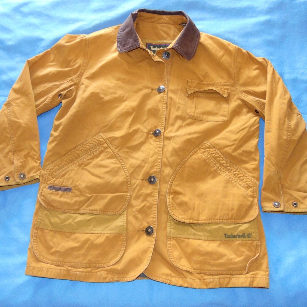 VINTAGE  TIMBERLAND  COTTON/LEATHER COLLAR  HUNTING JACKET